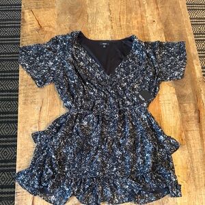 Simply Vera Vera Wang Navy Patterned Blouse
